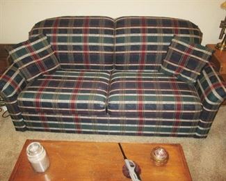6' Bassett Sleeper Sofa $300. Pine Box $135.