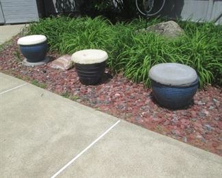 8 Planters $20. each with concrete base $4.