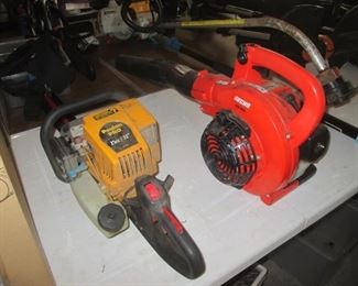 Poulon Pro 25cc 22" gas hedge trimmer $75.                
Echo ES 250 gas Blower $100.