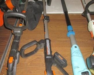 Two WORX Grass Trimmers $100. each,  Pole Chain Saw
