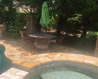 Wrought iron Outdoor patio set with rocking / gliding chairs 