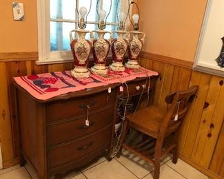 Newly added desk & 4 1950s Hower Department Store lamps