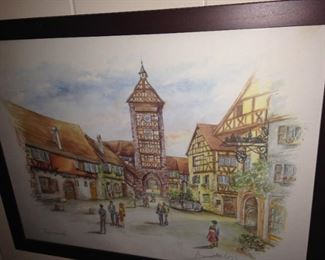 Framed art of Riquewihr, France