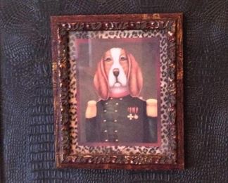 One of several framed dog pictures