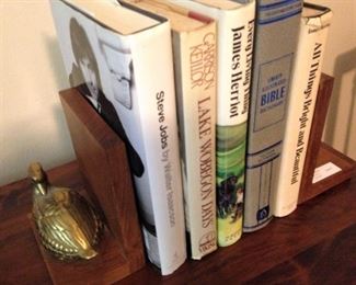 More books; brass duck bookends