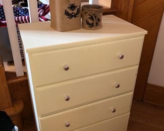 Yellow painted chest of drawers - 23” wide x 13” deep x 29” high - $50