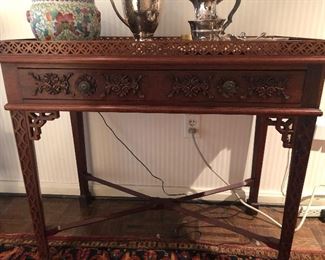 lovely newer carved gallery top table