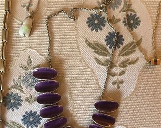 David Andersen enamel and sterling necklace with earrings