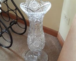 24 " tall cut crystal vase, very vintage