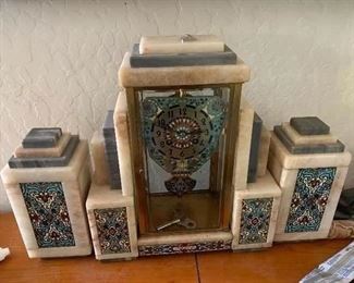 Lot 4-small grandfather clock with marble stands-$350