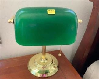 Lot 19- desk lamp with green shade $15