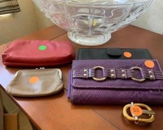 Lot 42-  2 wallets, 2 change purses, belt buckle.  Prices ranging from .50-$3