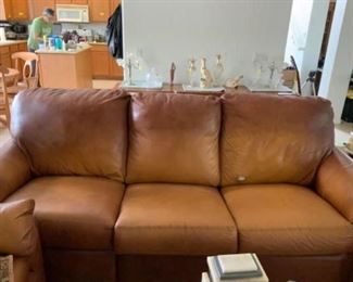 Lot 102- leather sofa (wear shown) $150 NOW $80