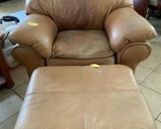Lot 103- leather chair and ottoman $145 NOW $75