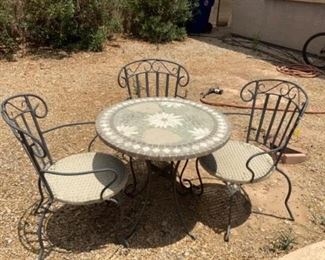 Lot 140- patio set with 3 chairs. $50