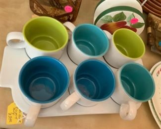 Lot 171. Crate and barrel 8 cups with tray $35 NOW $15