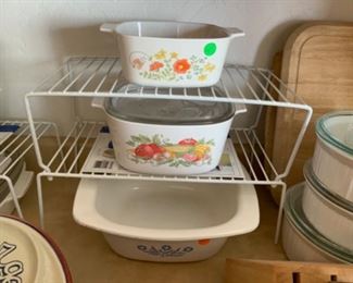 Lot 175. Corningware various prices. Center Corning ware with lid is sold other 2 are available  NOW HALF OFF MARKED PRICES