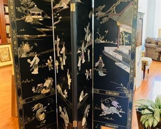 4 Panel Oriental Wood Screen, excellent condition