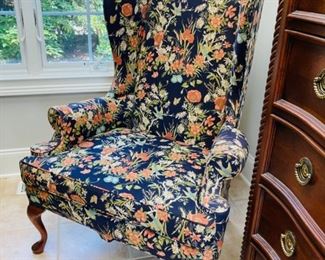 Tall Queen Anne style Wing Back Chair