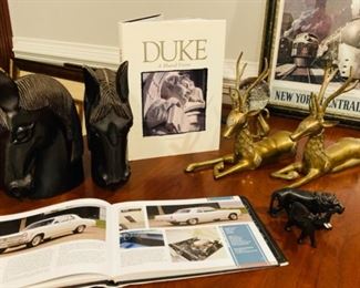 Large Vintage Horse-head  Bookends/Accents and Vintage Sold Brass Deer Bookends/Accents