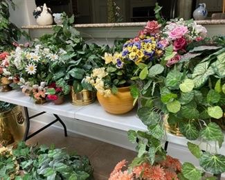 Large assortment of silk plants and flowers