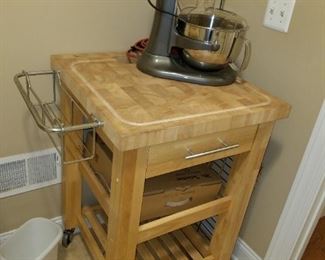wooden kitchen island on wheels, 2 of these (not identical)