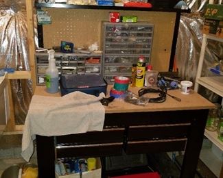 tools (NOTE: work bench/tool cabinet is NOT for sale)