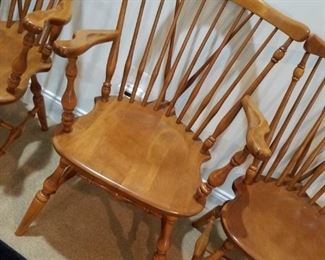 4 wooden dining chairs (2 with arms/2 without)