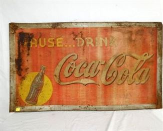 56X32  EMB. PAUSE...DRINK COCACOLA SIGN 