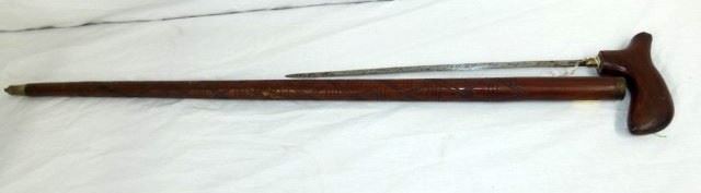 EARLY 1900'S CARVED CANE W/DAGGER  
