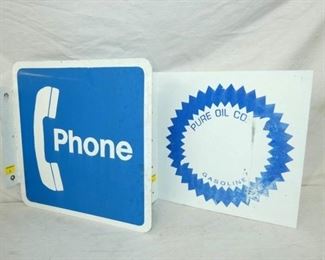 PURE OIL/PHONE FLANGE SIGNS 