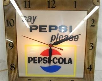 16IN. SAY PEPSI PLEASE LIGHTED CLOCK 