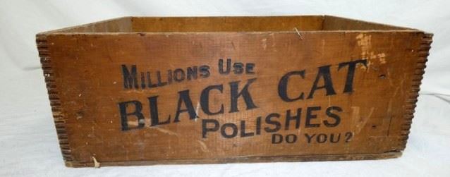 19X8 BLACK COAT POLISHES WOODEN BOX 