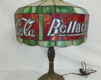 COCA COLA SLAG GLASS LAMP 