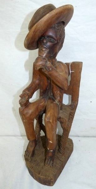 21IN. CARVED WOODEN STATUE 