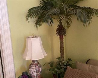 Faux Realistic Palm Tree. Bamboo Occasional Table