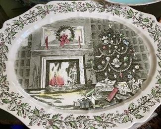 Vintage Merry Christmas Platter, John Bros. Small Chip Underneath..still NICE!!