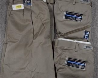 Lot of 3 New w. Tags Big & Tall Mens Clothes Roundtree & York Travel Smart Khaki Pants Size 40x36 - WILL SHIP