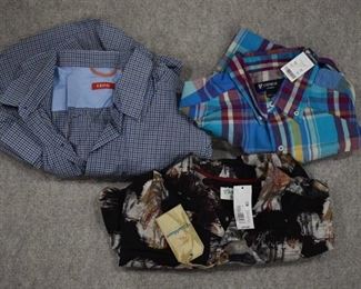 Lot of 3 New w. Tags Mens Clothes Izod Button-down Shirt Size M; Cremiux Button-down Shirt Size M Carribbean Button-down Shirt Size M - WILL SHIP