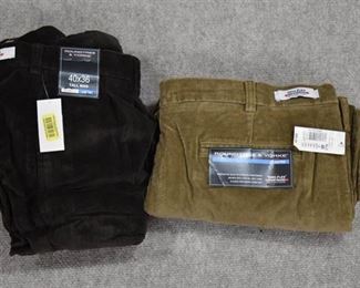 Lot of 2 New w. Tags Big & Tall Mens Clothes Roundtree & York Corduroy Pleated Pants Size 40x36 - WILL SHIP
