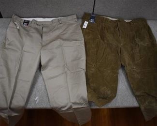 Lot of 2 New w. Tags Big & Tall Mens Clothes Roundtree & York Corduroy & Dress Pants Size 48x29 - WILL SHIP