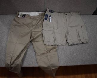 Lot of 2 New w. Tags Big & Tall Mens Clothes Roundtree & York Dress Pants Size 46x34; Ralph Lauren Polo Shorts Size 46B  - WILL SHIP