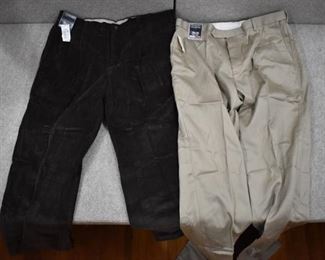 Lot of 2 New w. Tags Big & Tall Mens Clothes Roundtree & York Corduroy & Dress Pants Size 38x36 - WILL SHIP