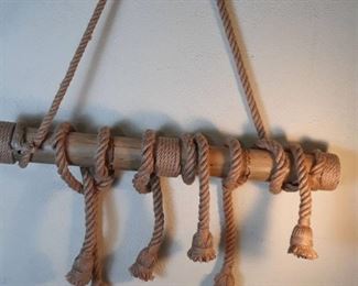 Light Natural Rope Pendant Celling Lamp Hanging Light Fixture for Indoor Warehouse Barn in natural wood