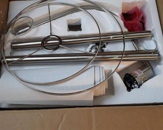 brushed steel floor lamp with white shade