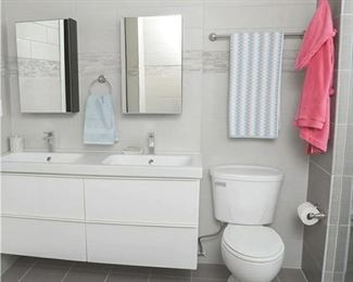 AmazonBasics AB-BR816-SN Bathroom Hardware Set, 4 Piece, Satin Nickel