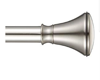 Vimayta 1 inch Curtain Rod with High Waist Horn Finials, Curtain Rod 36-72 inches, Drapery Rod Decorative Window Treatment, Brushed Nickel