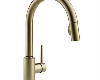 Delta Faucet Trinsic Single-Handle Kitchen Sink Faucet with Pull Down Sprayer and Magnetic Docking Spray Head, Champagne Bronze 9159-CZ-DST