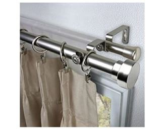 Rod Desyne Bonnet 1" OD 28-48 inch-Light Chrome w/White End Single Curtain Rod Set, 28-48"
