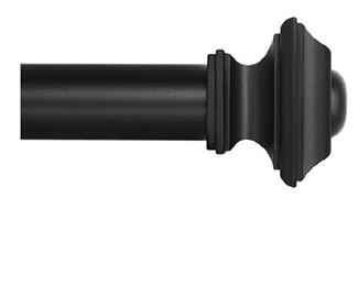 Ivilon Antique Gold Drapery Treatment Window Curtain Rod - Square Design 1 1/8 Rod. 48 to 86 Inch. Black